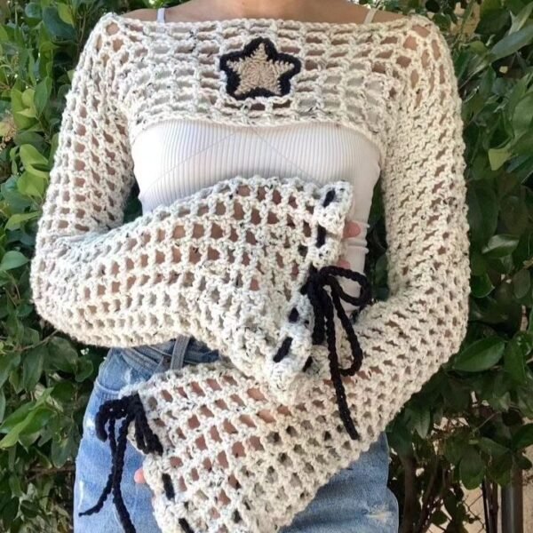 Fairy Flare Sleeve Shrug (Speckled Ivory)