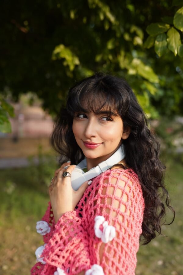 Cropped Mesh Top in Pink - Image 6