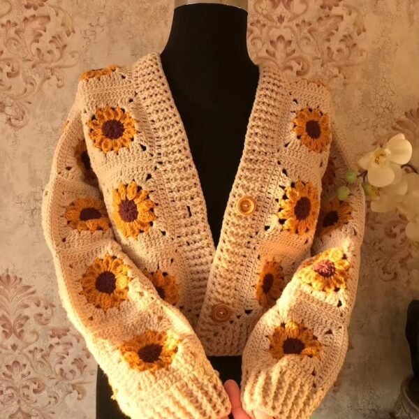 Handmade Sunflower Cardigan - Image 4