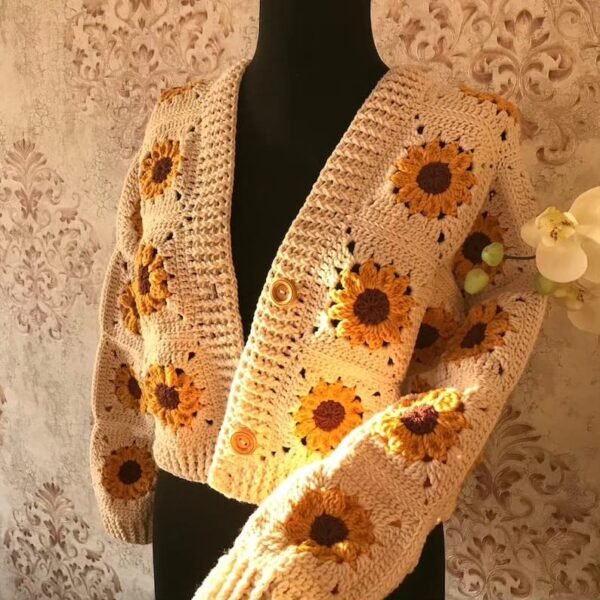 Handmade Sunflower Cardigan - Image 6