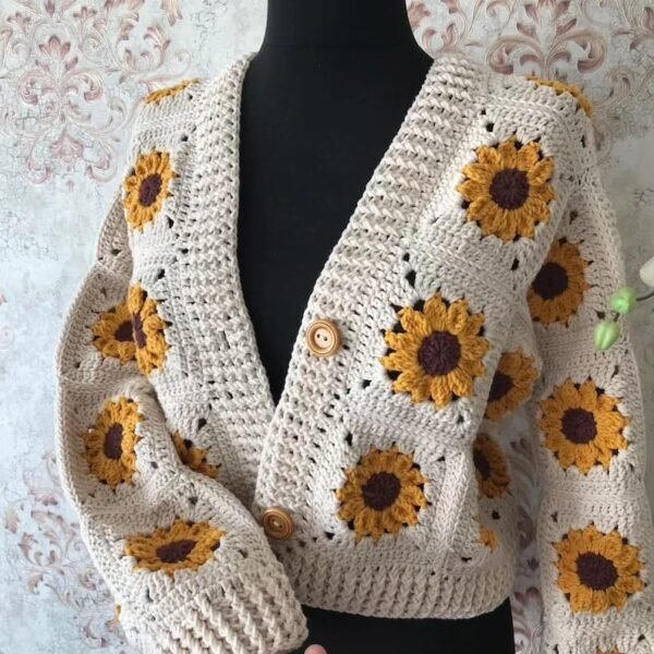 Handmade Sunflower Cardigan - Image 3