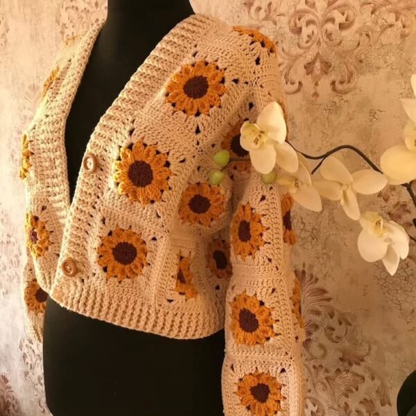 Handmade Sunflower Cardigan - Image 5