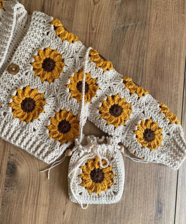 The sunflower cardigan/ crochet cardigan/ crochet baby cardigan/ baby gift/ baby shower/ crochet clothing/ - Image 2