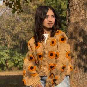 A-Handmade Sunflower Cardigan