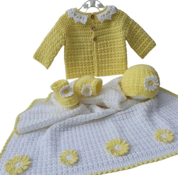 Handmade Crochet Baby Set – Blanket, Shoes, Cap & Sweater - Image 2