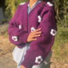 Handmade Daisy Cardigan in Violet