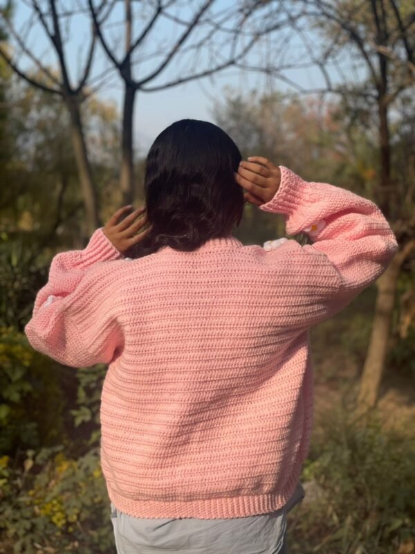 Handmade Daisy Cardigan in Powder pink - Image 3