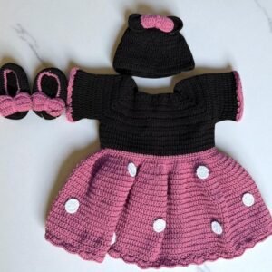 Handmade crochet baby girl dress three-Piece set