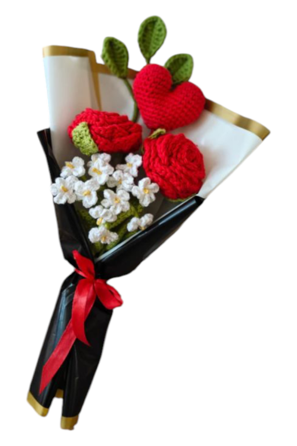 Red roses and Heart Bouquet - Image 2