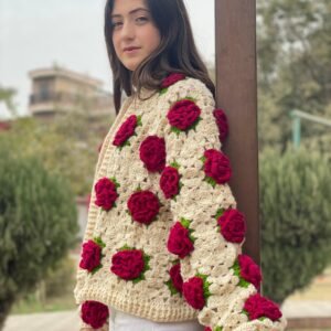 Handmade Crochet Rose Cardigan