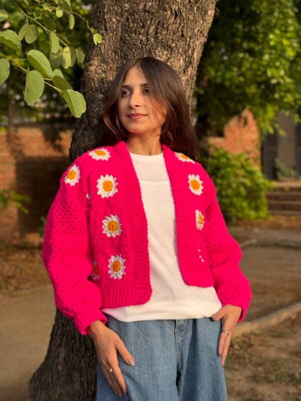 Grany square handmade cardigan in pink
