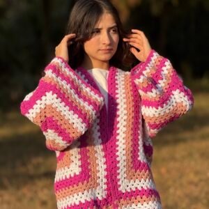 pink hexagon cardigan