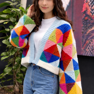 Handmade square cardigan multi colour