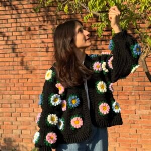 A-Multi flower cardigan