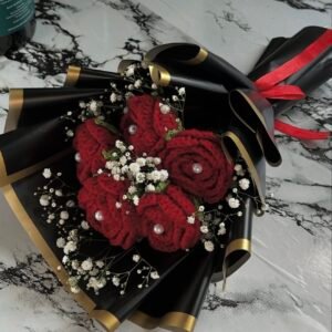 Handmade Crochet Rose & Gypsy Flower Bouquet