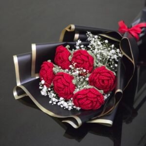 Handmade Crochet Rose & Gypsy Flower Bouquet