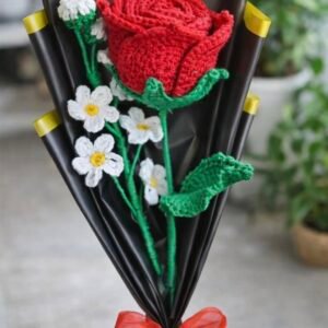 Handmade Crochet Rose Flower Bouquet
