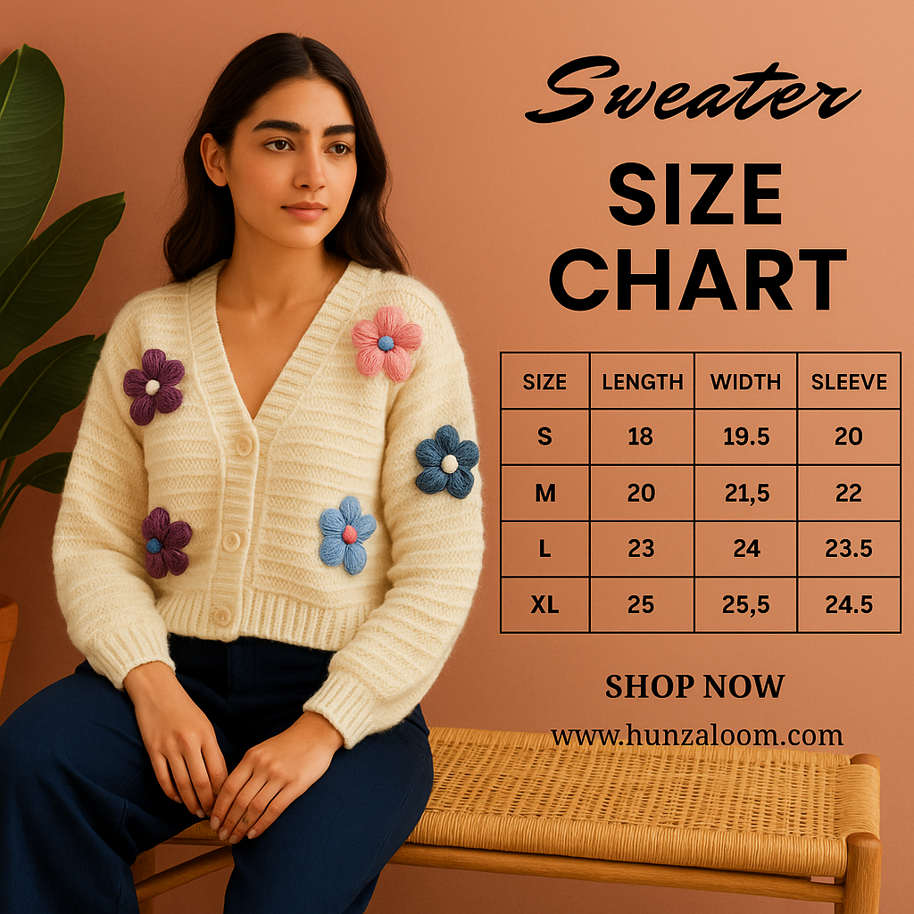 size chart for cardigans