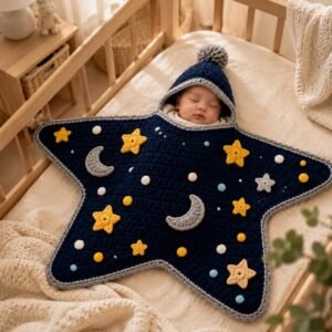 Baby star blanket in navy blue