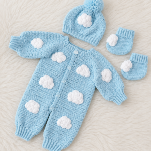Jumper in blue with clouds