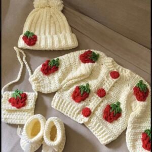 B-Baby dress  in offwhite with strawberry