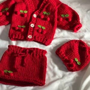 Baby set in red with cherry